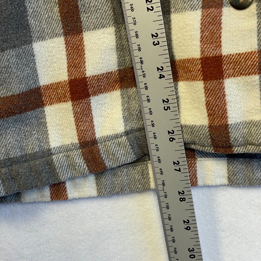 HFX Plaid‎ Flannel Snap Shacket Shirt Jacket Rust Gray Mens Size S - Picture 8 of 8